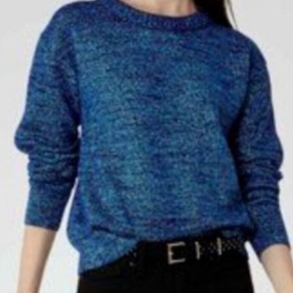 Reiss Richelle Blue Metallic Pullover Sweater Womens Medium Wool Viscose
